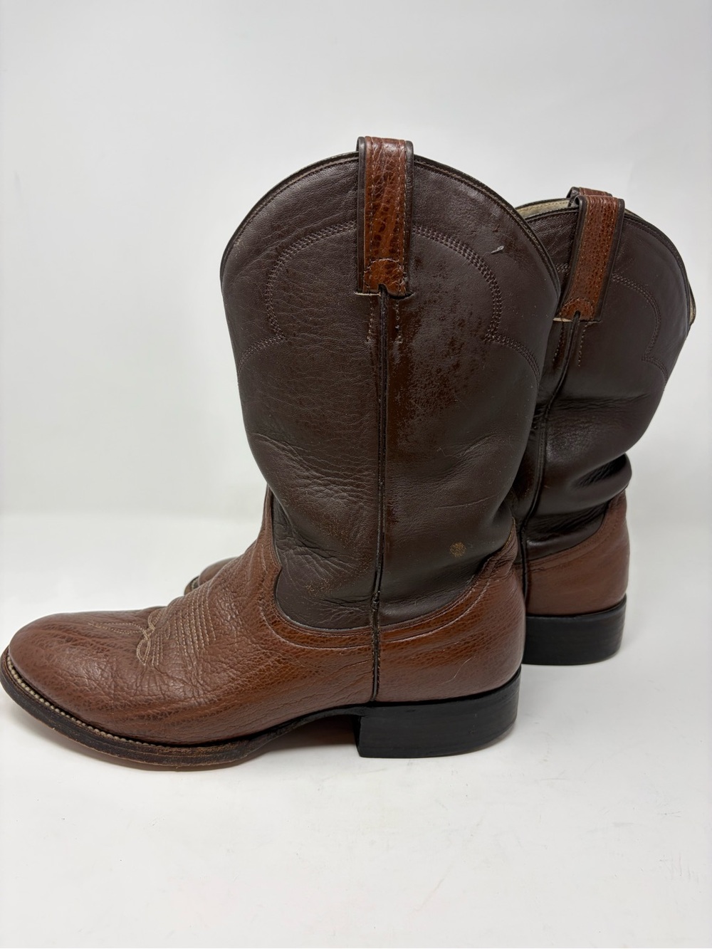 Cowtown Smooth Ostrich Western Cowboy Boots Tobacco 9.5 EE Handmade Mexico